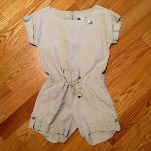 Saks Beige Linen Playsuit SZ XS